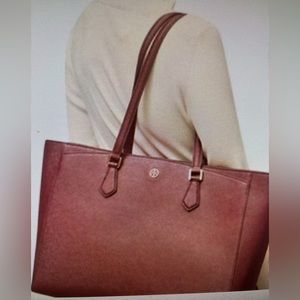 Tory Burch Robinson Large Port Leather Tote.